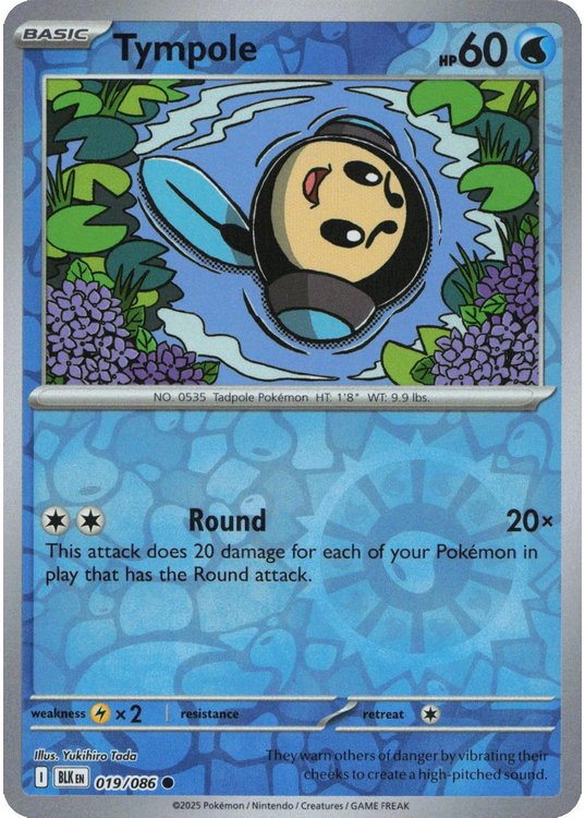 Tympole 019/086 Reverse - Pokemon enkeltkort fra SV10.5 Black Bolt