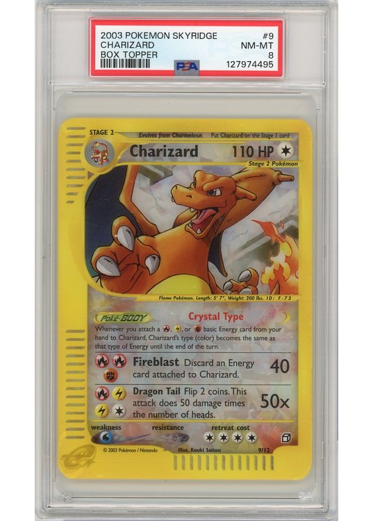 Charizard 9/12 Box Topper PSA 8
