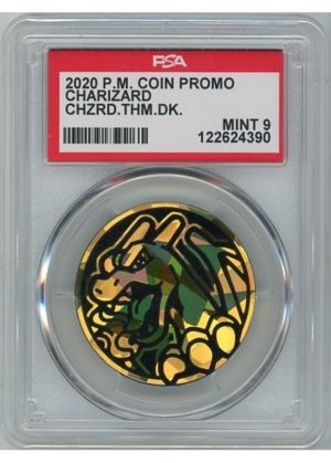 Charizard Pokemon mønt (Guld Cracked Ice Holo) PSA 9
