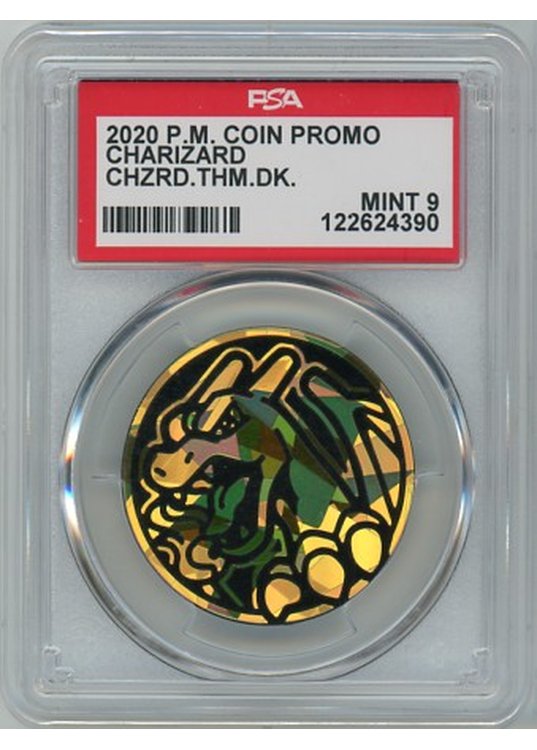 Charizard Pokemon mønt (Guld Cracked Ice Holo) PSA 9
