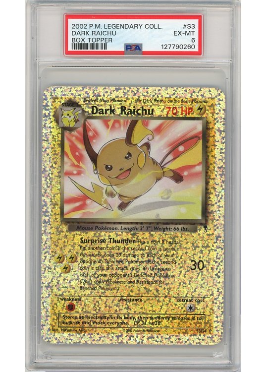 Dark Raichu S3/S4 Box Topper PSA 6