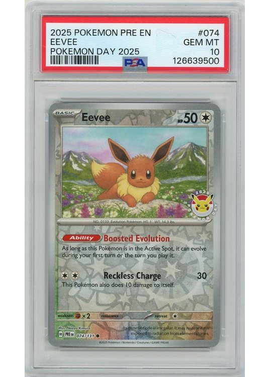 Eevee – Pokemon Day 2025 Stamp – 074/131 – Reverse Foil – PSA 10