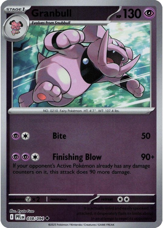 Granbull 038/094 Reverse - Pokemon enkeltkort fra ME02 Phantasmal Flames Granbull 038/094 Reverse - Pokemon enkeltkort fra ME02 Phantasmal Flames
