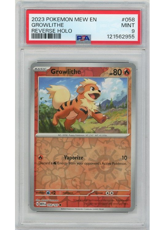 Growlithe – 058/165 – Reverse Foil – PSA 9