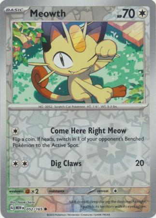 Meowth – 052/165 – Reverse