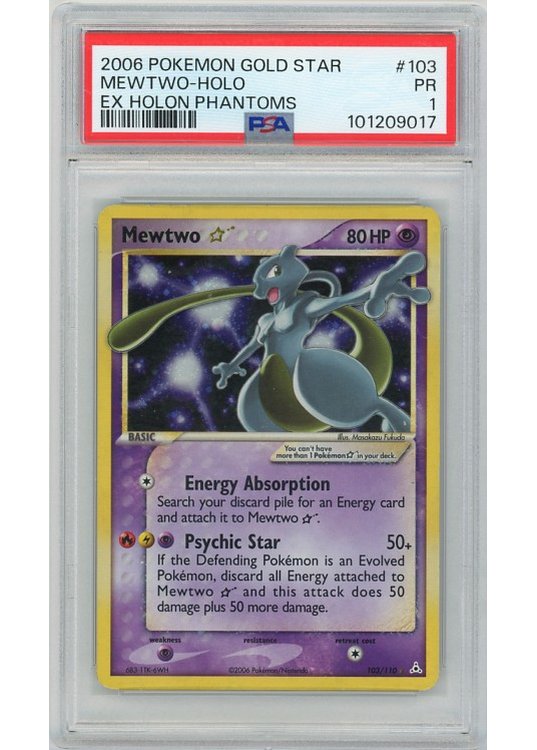 Mewtwo * (Gold Star) 103/110 PSA 1