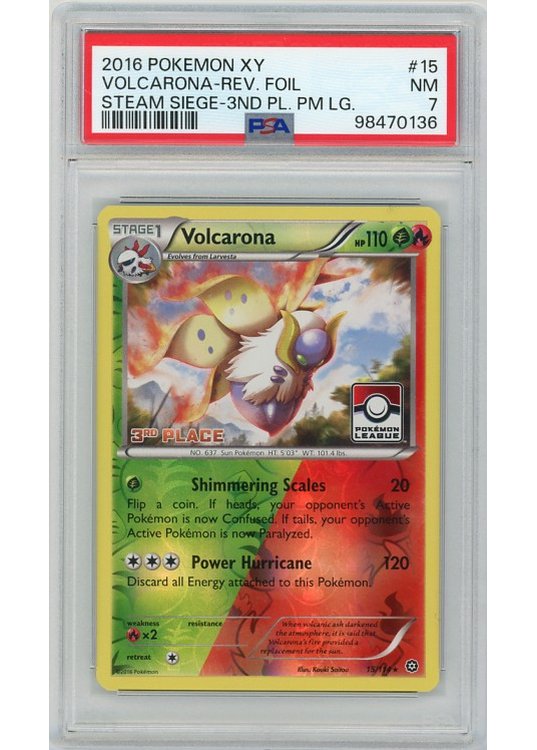 Volcarona 3rd Place Stamp 15/141 Reverse Foil PSA 7