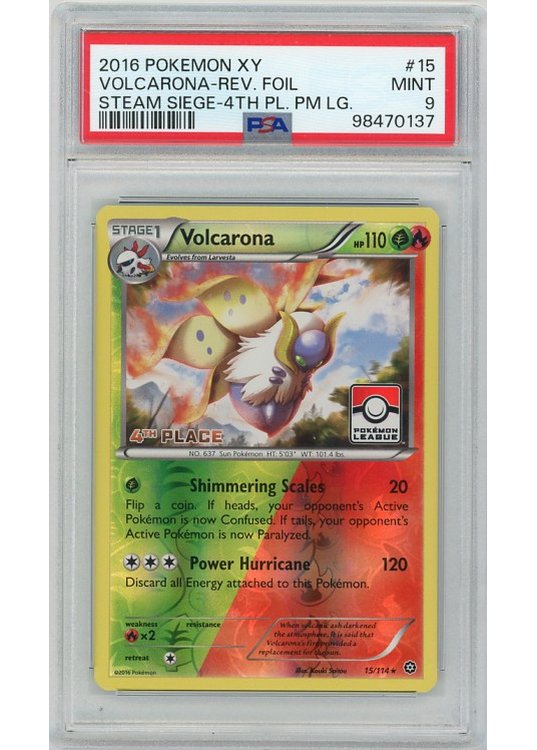 Volcarona 4th Place Stamp 15/141 Reverse Foil PSA 9
