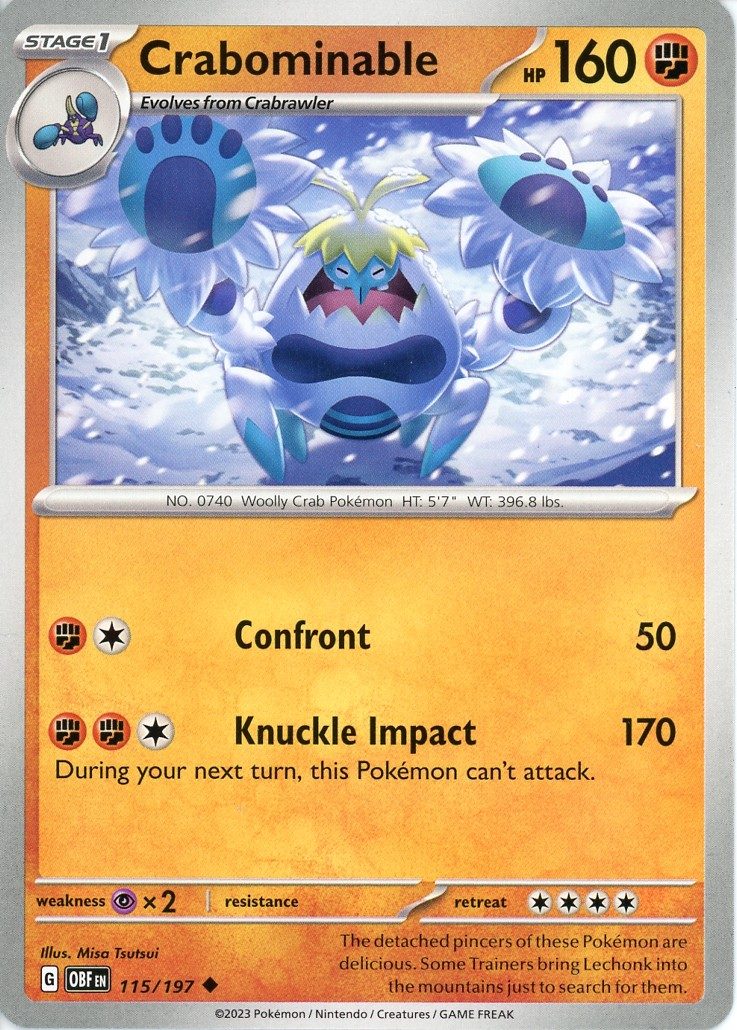 Crabrawler 114/197 Reverse - Pokemon enkeltkort fra SV03 Obsidian Flames Crabrawler 114/197 Reverse - Pokemon enkeltkort fra SV03 Obsidian Flames
