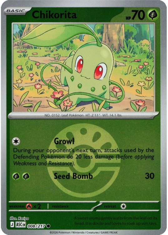 Chikorita – 008/217 – Reverse (Poke Ball)