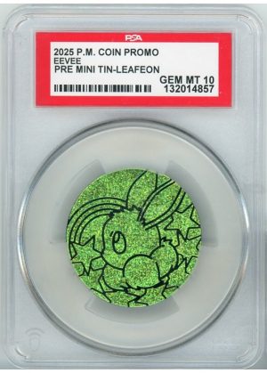 Eevee Pokemon mønt (Lysegrøn Glitter Holo) PSA 10