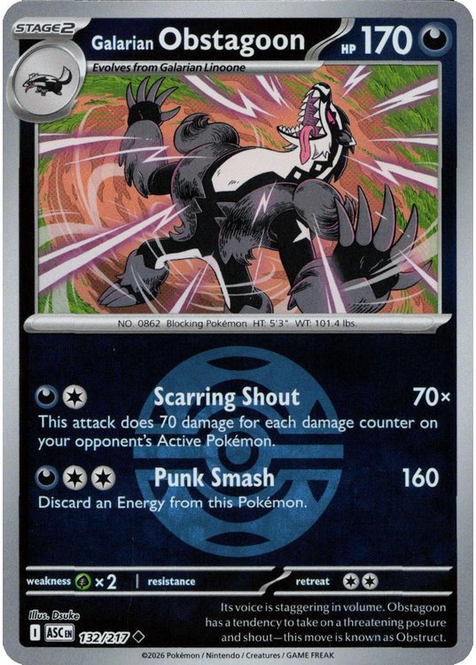 Galarian Obstagoon - 132/217 - Reverse (Poke Ball)