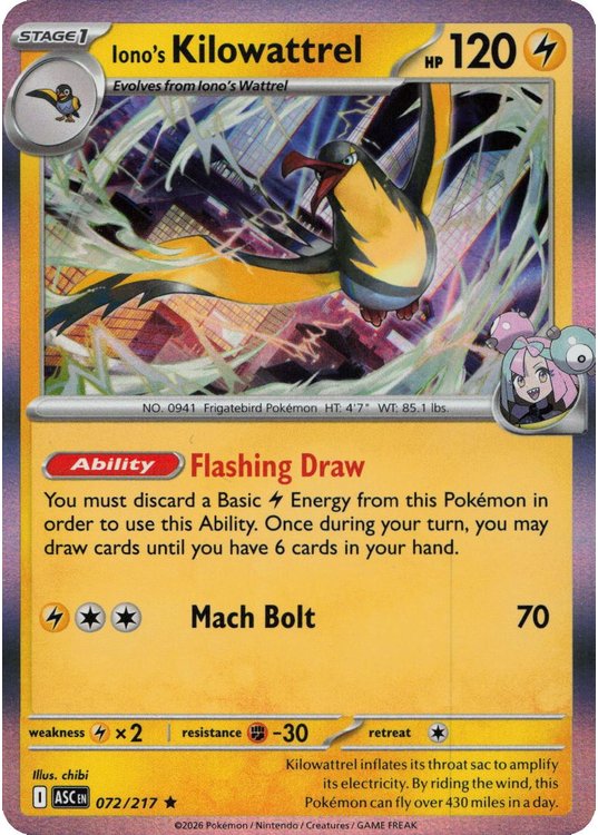 Iono’s Kilowattrel – 072/217 (Holo)