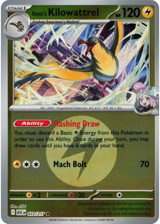 Iono's Kilowattrel - 072/217 - Reverse (Energy Symbol)