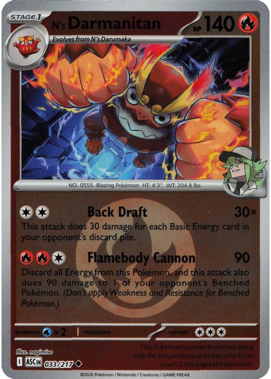 N's Darmanitan - 033/217 - Reverse (Energy Symbol)
