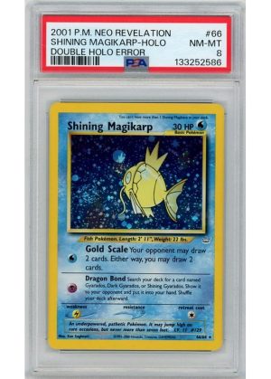 Shining Magikarp (Double Holo Error) 66/64 PSA 8