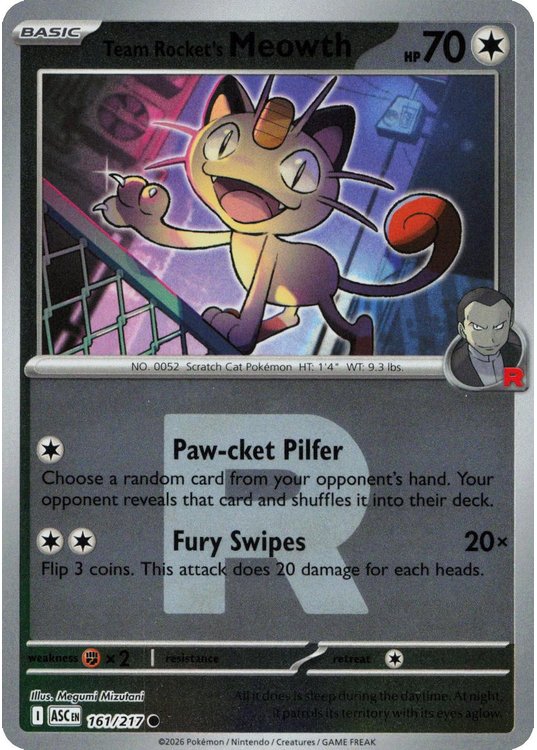 Team Rocket's Meowth - 161/217 - Reverse (Poke Ball)
