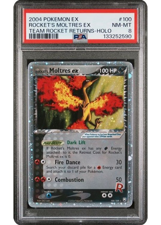 Rocket's Moltres ex 100/109 PSA 8
