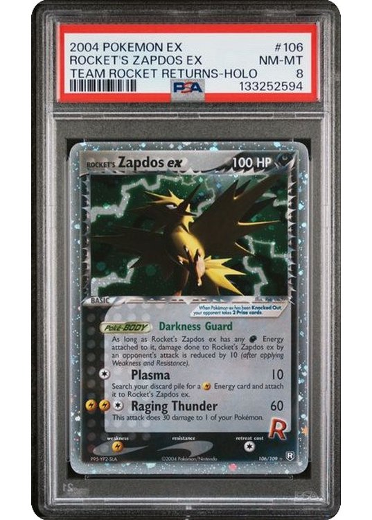 Rocket's Zapdos ex 106/109 PSA 8