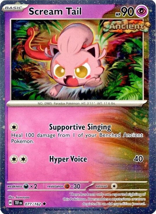 Tyranitar tin kuffert - Pokemon Collector Chest Summer 2024 - Alternative udgaver af kort - Scream tail - 077/162 - cosmos holo