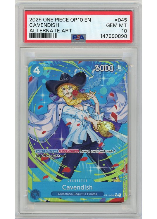 Cavendish (Alternate Art) (One Piece) OP10-045 PSA 10