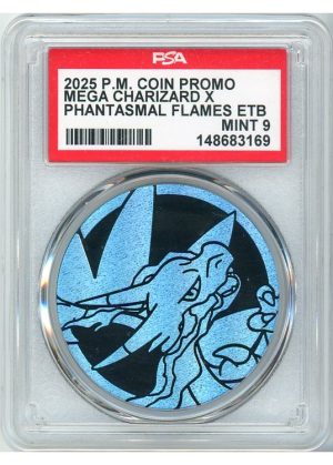 Mega Charizard X mønt (Blå Rainbow Holo) PSA 9