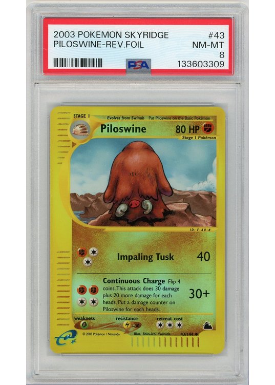 Piloswine 43/144 Reverse Foil PSA 8
