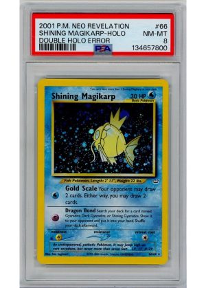 Shining Magikarp (Double Holo Error) 66/64 PSA 8