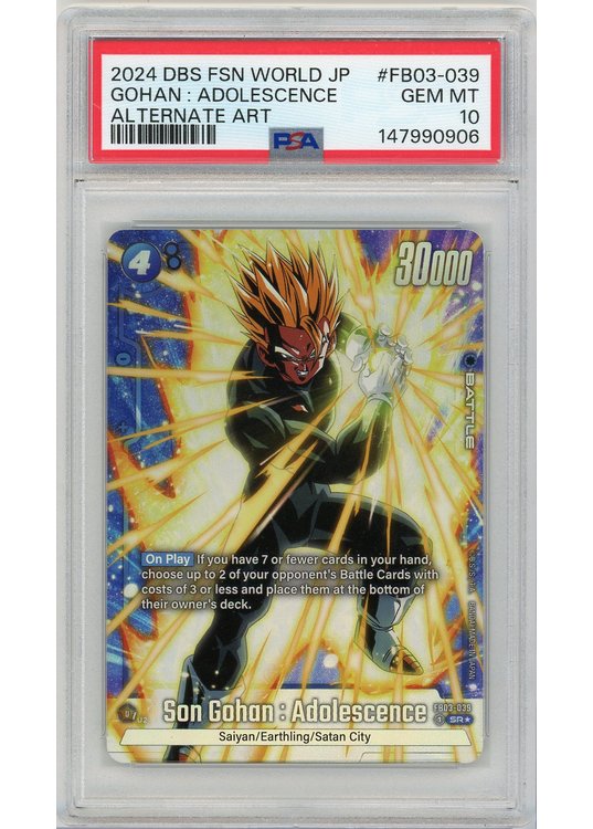 Son Gohan: Adolescence (Alternate Art) (Dragon Ball) FB03-039 PSA 10