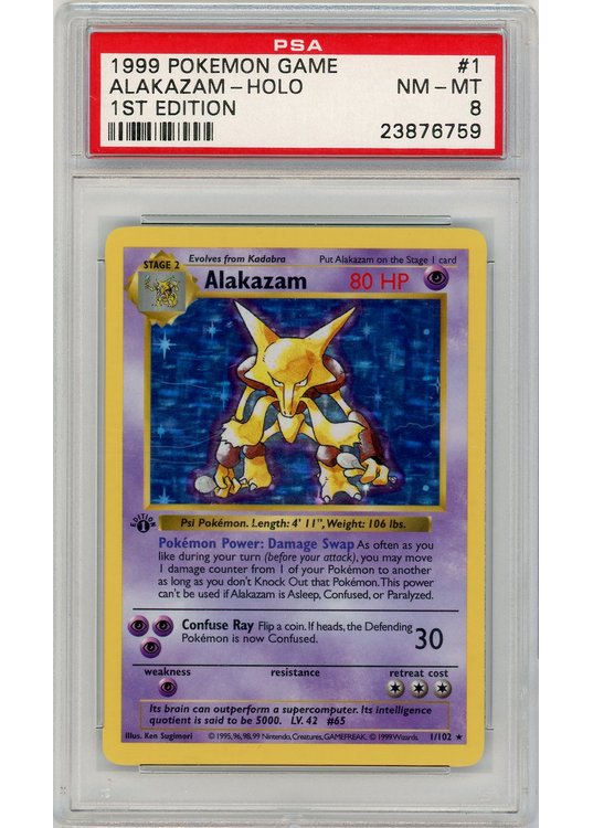 Alakazam 1/102 1st Edition PSA 8