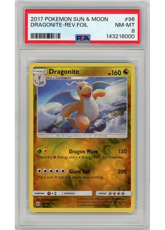 Dragonite 96/149 Reverse Foil PSA 8
