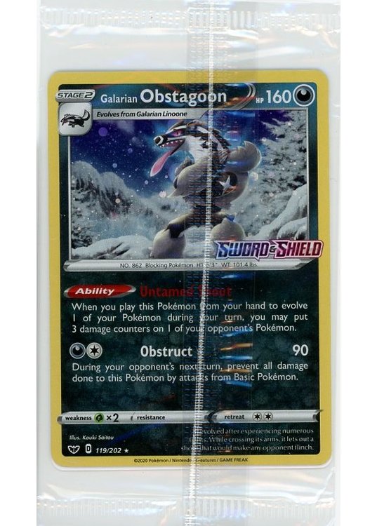 Galarian Obstagoon - 119/202 - Sword & Shield Stamp - Sealed
