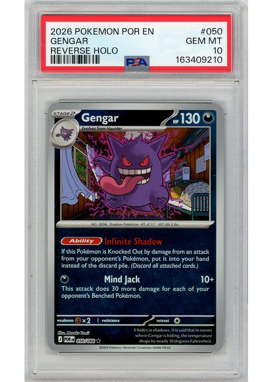 Gengar 050/088 Reverse Foil PSA 10