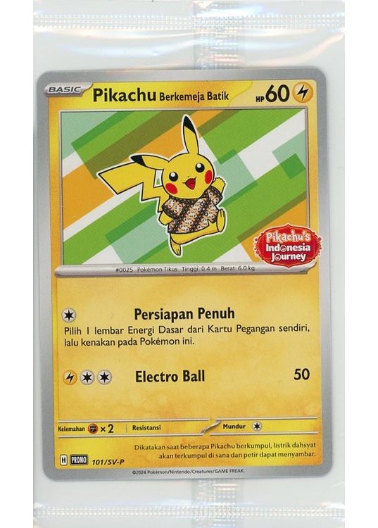 Pikachu Berkemaja Batik (Bali) - 101/SV-P - Pikachu's Indonesia Journey Stamp - Sealed