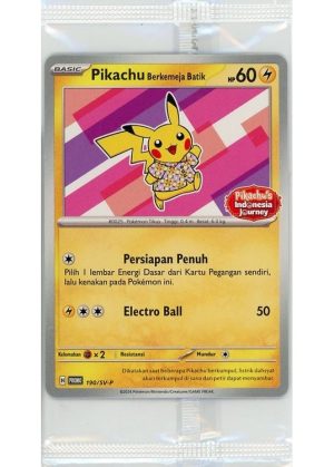 Pikachu Berkemaja Batik (Pikachu & Flowers)- 190/SV-P – Pikachu’s Indonesia Journey Stamp – Sealed