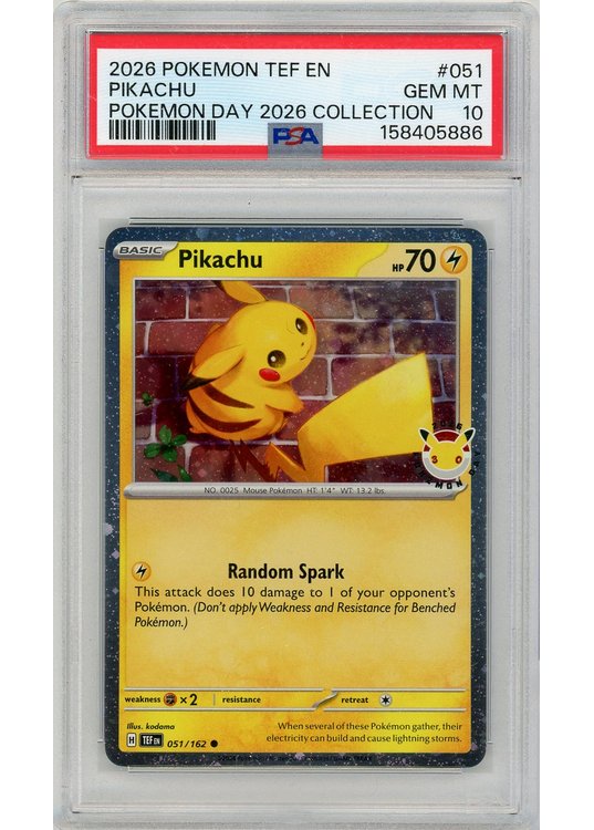 Pikachu Pokemon Day 2026 Stamp 051/162 PSA 10