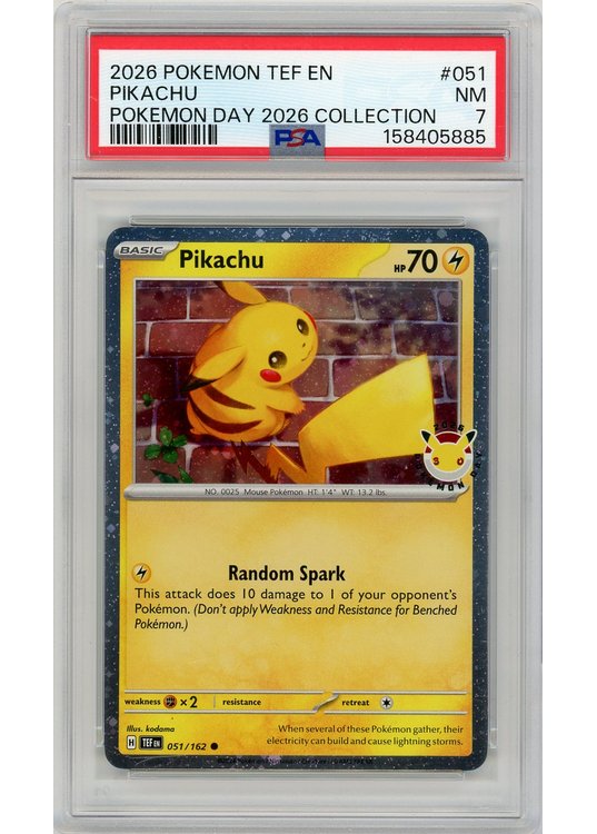 Pikachu Pokemon Day 2026 Stamp 051/162 PSA 7