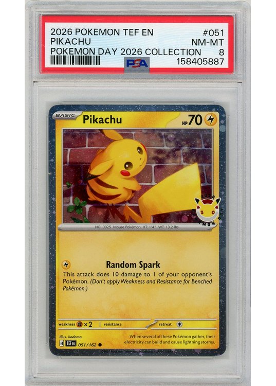Pikachu Pokemon Day 2026 Stamp 051/162 PSA 8