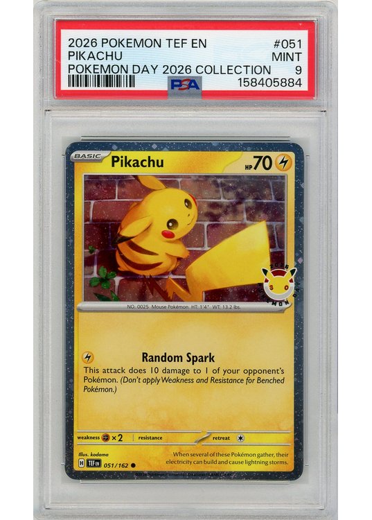 Pikachu Pokemon Day 2026 Stamp 051/162 PSA 9