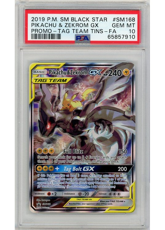 Pikachu & Zekrom GX SM168 PSA 10