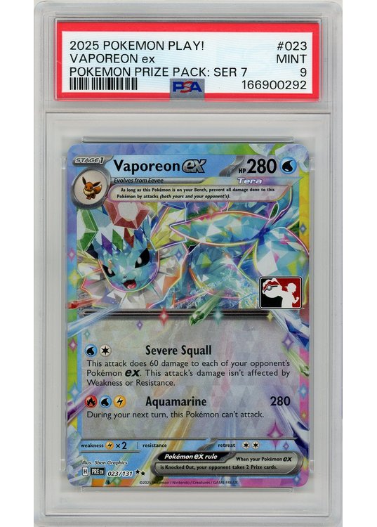 Vaporeon ex League Stamp 023/131 PSA 9
