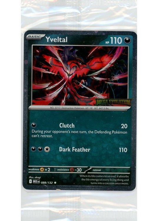 Yveltal - 088/132 - Mega Evolution Stamp - Sealed