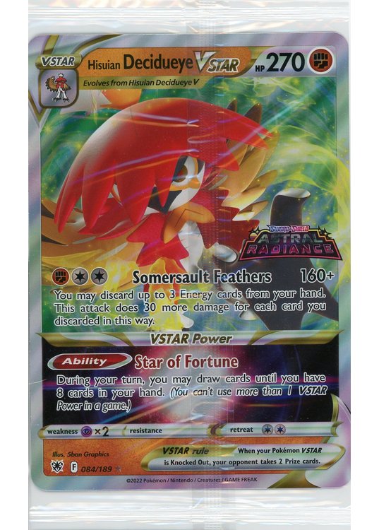 Hisuian Decidueye Vstar 084/189 - Astral Radiance Stamp - JUMBOkort - Sealed