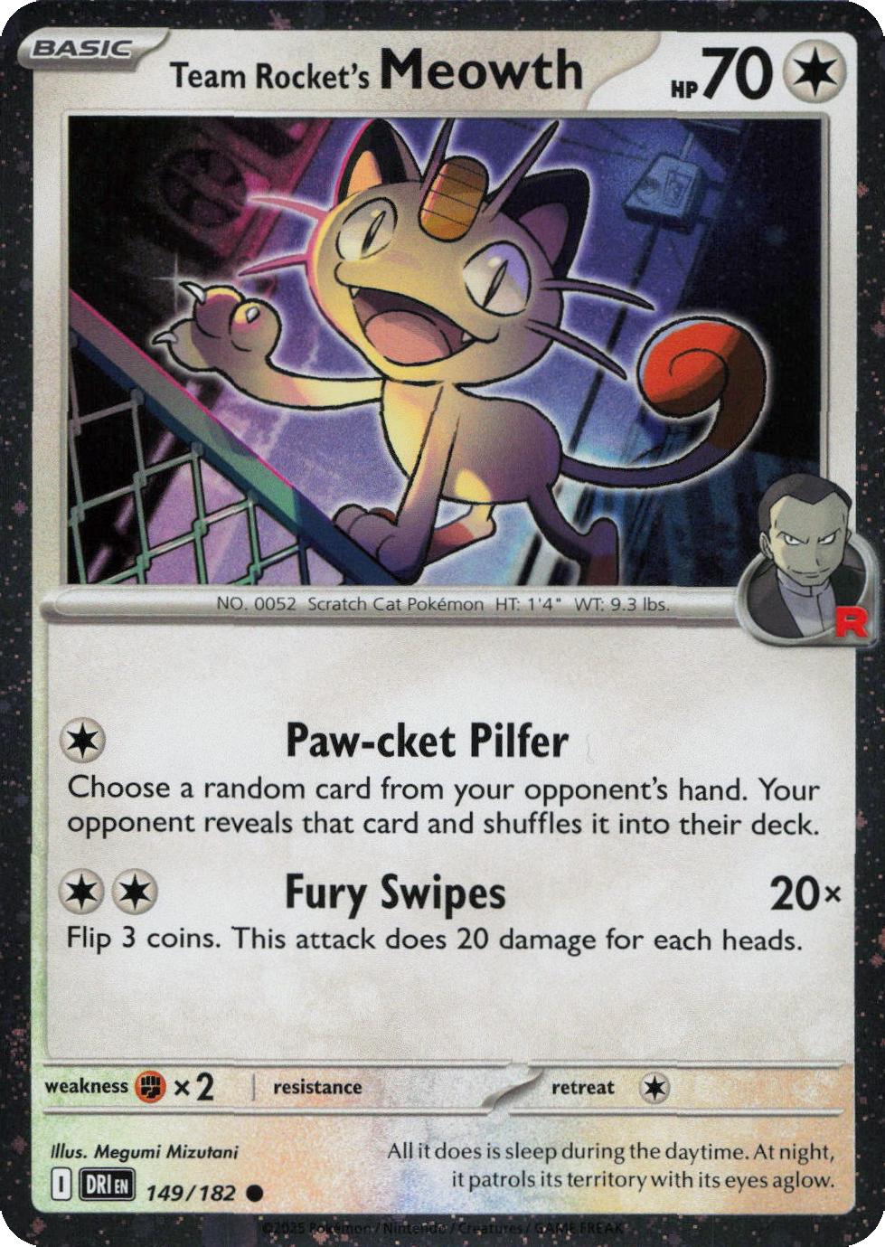 Team Rocket's Meowth - 149/182 - Cosmos Holo