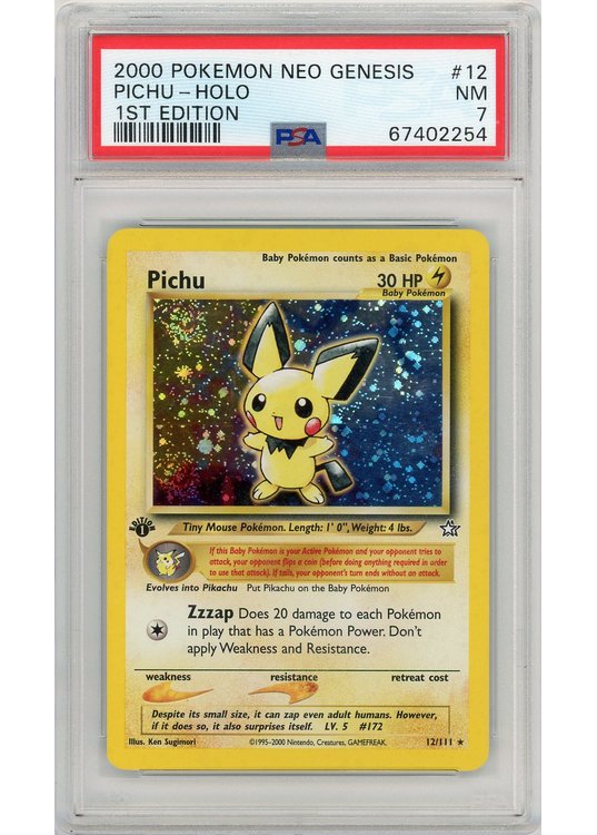 Pichu 12/111 1st Edition PSA 7